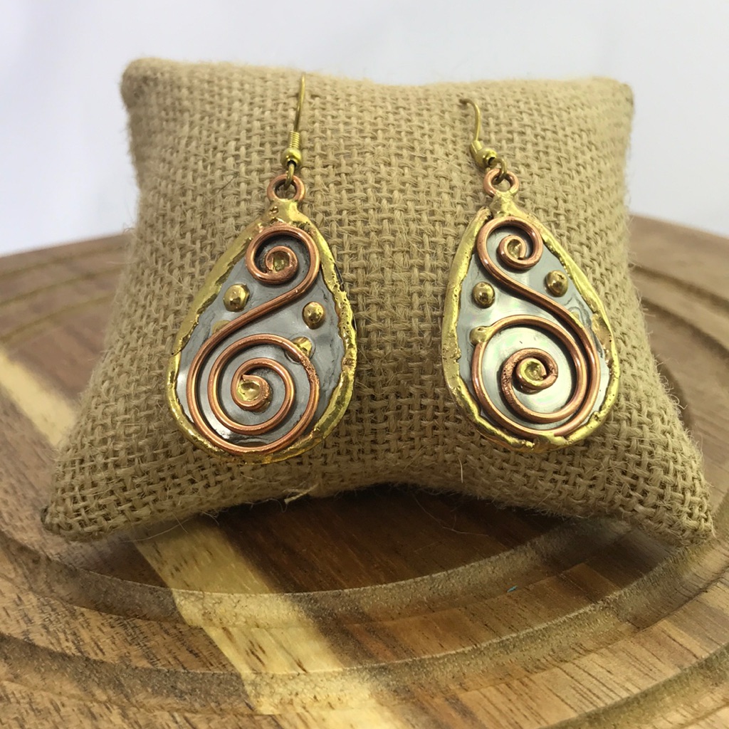 Mixed Metal S Scroll Earrings Artisan Handmade